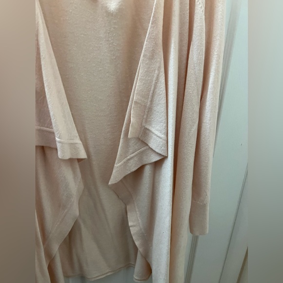 LOFT 16/18 Asymmetrical Open Front 3/4 Sleeve Light Pink / Pastel Pink Cardigan - Picture 8 of 8